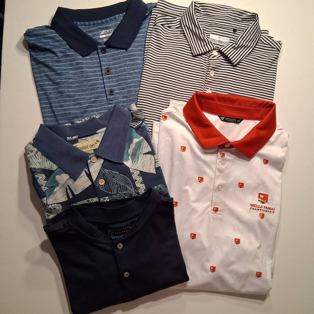Mens Golf Polo Lot Name Brand Shirts bundle 4 Polos 1 Henley All Size XL
